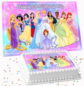 PRINCESS PERSONALISED BIRTHDAY PARTY ICING EDIBLE COSTCO CAKE TOPPER DP-36 - Picture 1 of 8