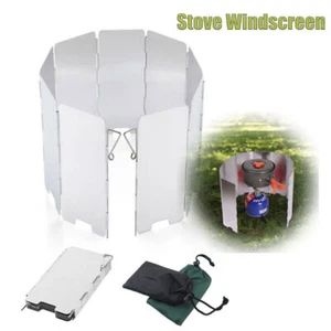 Windschild Outdoor Campingkocher Windschutz Aluminium klappbar 9 Platten silber - Bild 1 von 14