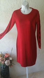 ELLEN TRACY Sweater Dress Knit Red Long Cutout Ladder Sleeves NWT$134 - Picture 1 of 10