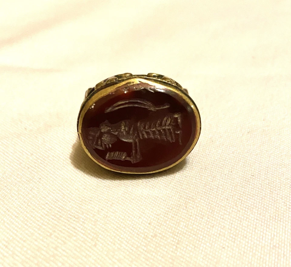 Antiguo Anillo Islámico Intaglio Post Medieval Imperio Otomano Estilo Oriente Medio Foto 1 de 1