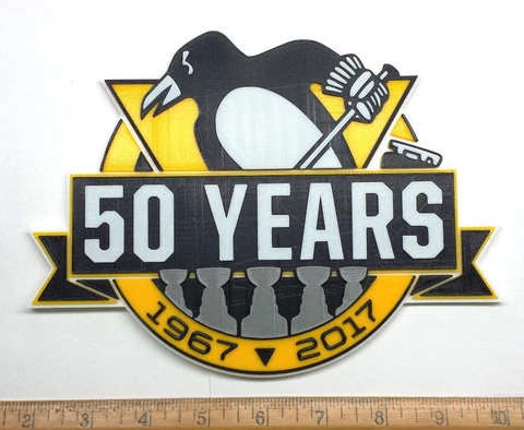 Pittsburgh Penguins "50 Years" 1967-2017 3D Hockey Logo - Emblem Ornament Magnet Cover