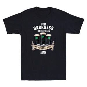 Irish Hello Darkness My Old Friend Funny Drink Patrick Day Vintage Men's T-Shirt - Picture 1 of 8