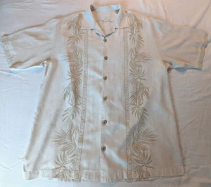 Tommy Bahama 100% Silk Hawaiin Shirt Mens Medium Cream/Beige - Picture 1 of 10
