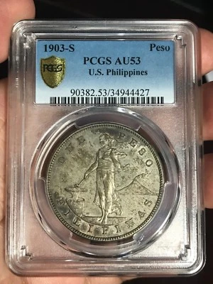 US PHILIPPINES ONE PESO 1903-S PCGS AU 53 NICE TONING - Image 1 of 4