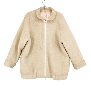 Beautiful Handmade Vintage Sherpa Fleece Silk Lined Jacket Full Zip Pockets Lg - Picture 1 of 14