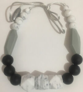 Silicone Baby Teething Necklace Black & White Visual Stimulation - New In Bag