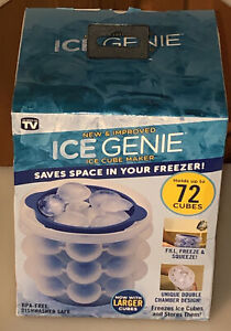 New Sealed ICE GENIE New & Improved Ice Cube Maker Now w/ Larger Cubes 72 Cubes