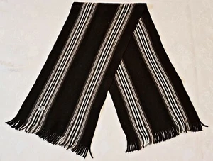 ¡JOOP AUTÉNTICO DE COLECCIÓN! LOGOTIPO A RAYAS NEGRO BLANCO LANA LARGA CON FLECOS PARA HOMBRE - Imagen 1 de 3