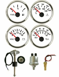 Juego de 4 calibres con transmisores medidor de combustible 52 mm presión de aceite voltios temperatura del agua stock de EE. UU. - Imagen 1 de 7