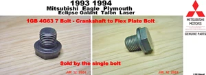 1993 1994 Eclipse Talon Laser 4G63 Crankshaft Bolt for Auto MD752272 New OEM - Picture 1 of 2