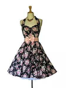 Stunning 50's Rockabilly Style Full Circle Floral Cotton Dress Size 8 - 10 - Picture 1 of 7
