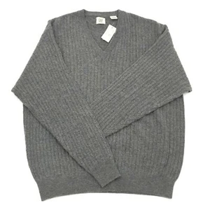 Gap Men's Lambswool Blend Gray V-Neck Cable Knit Pullover Sweater Size Large - Picture 1 of 5