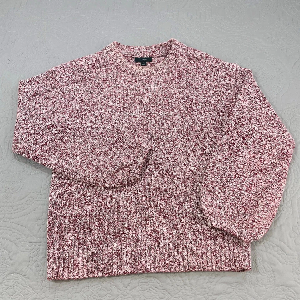 Suéter para mujer J Crew tejido mediano rojo moteado manga abullonada BJ600 pulóver de lino Foto 1 de 4