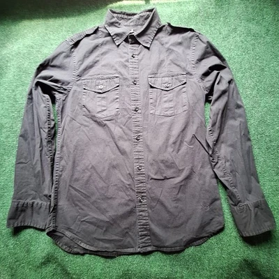 Camisa Helix Para Hombre Mediana Negra Abotonada Manga Larga Doble Bolsillo Utilitaria Foto 1 de 4