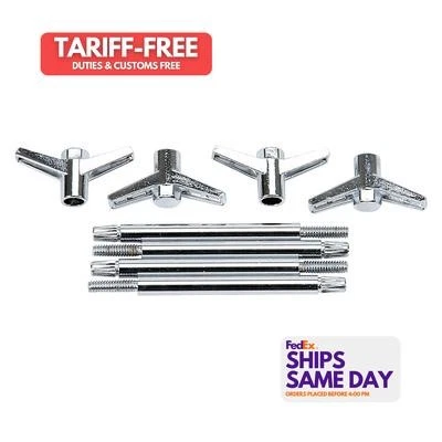 Edelbrock 4401, Set of 4 Chrome Steel 2Pc. Wing Bolts - 4.25In 4-Pack Performanc - Image 1 of 4