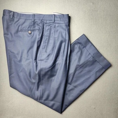 Pantalones de vestir Jack Victor para hombre 44x30 azul marino lana plisada puños Vitale Barberis VBC Foto 1 de 4