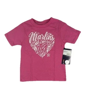 MLB Miami Marlins Pink Short Sleeve Tee with Heart Design 3T NEW WITH TAGS - Picture 1 of 4