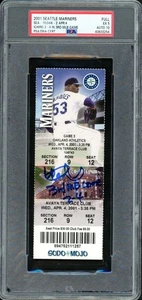 Ichiro Suzuki Auto Signed 2001 3rd MLB Game Ticket PSA 5 Sig 10 PSA/DNA - Picture 1 of 2