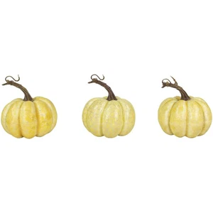 Antiqued Crackle Finish Fall Harvest Pumpkins - 4" - Set of 3 - Yellow - Picture 1 of 3