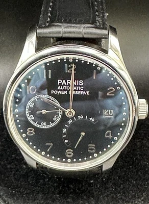 Men’s Parnis Black Dial Power Reserve Small Seconds Date Display MINT CONDITION! - Image 1 of 4