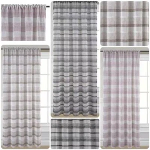 Stripe Voile Net Curtain Panel Rod Pocket Slot Top Single Panel Glitter Shimmer - Picture 1 of 11