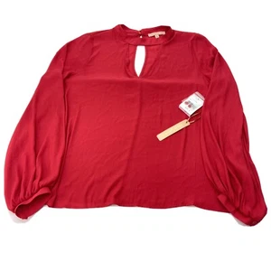 Neu Gibson Latimer Damen kleines Shirt rote Bluse Langarm Oberteil Urlaub $ 68 neu mit Etikett - Bild 1 von 9