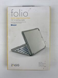 ZAGG Folio Backlit Hinged Keyboard Folio SILVER for iPad Mini & Mini Retina New