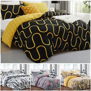 Luxury Reversible Duvet Cover Quilt Cover Bedding Set Single Double King Size UK - Picture 1 of 98