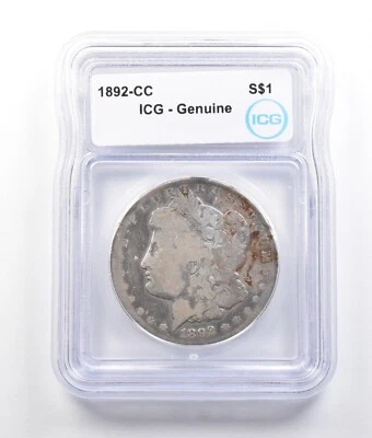 1892-CC Morgan Silver Dollar Genuine ICG *2702 - Image 1 of 3