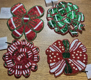 Kim Seybert Decorative Christmas Beaded Coasters Set Of Four New Neiman Marcus - Picture 1 of 4