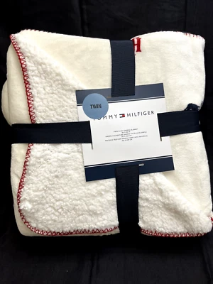 Tommy Hilfiger Manta Doble Felpa Sherpa Blanco Daschund Trineo - 60" x 90" NUEVO Foto 1 de 4