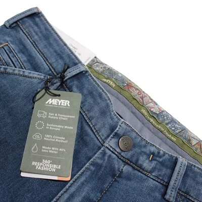 Meyer 全新带标签 Chinos / 休闲裤 50 码 34 美国芝加哥纯色蓝色牛仔布 — 第 1/4 张图片