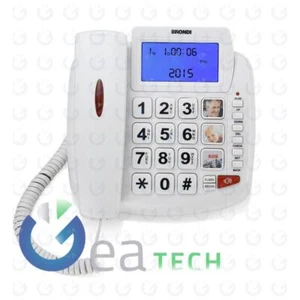 BRONDI BRAVO 90 LCD TELEFONO FISSO FASCIA SENIOR TASTI GRANDI VIVAVOCE BIANCO - Photo 1/4