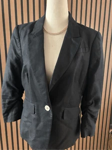 The limited black/blue blazer linen and cotton size medium work office attire - Afbeelding 1 van 7