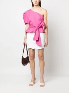 NWT $298 Polo Ralph Lauren Bow-detail One-shoulder Poplin Top 6 - Picture 1 of 8