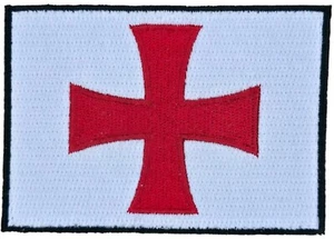 PARCHE GANCHO TÁCTICO CABALLERO TEMPLARIOS CRUZ BANDERA CRISTIANA CRUZADO BLANCO Y ROJO - Imagen 1 de 2