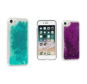 Iphone 6 6s 7 8 SE Coque Semi Rigide Gel Paillette Liquide Bleu Turquoise Violet - Photo 1 sur 4