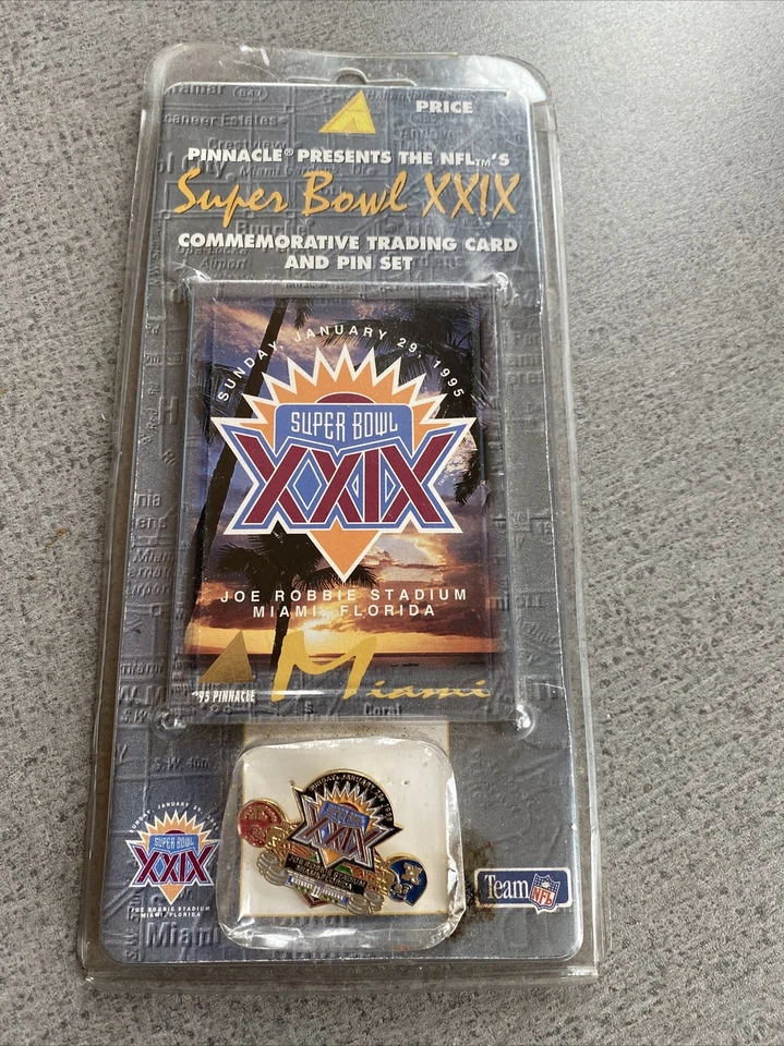 Superbowl XXIX Commemorative Trading Card and Pin Set Pinnacle 1995 RARE