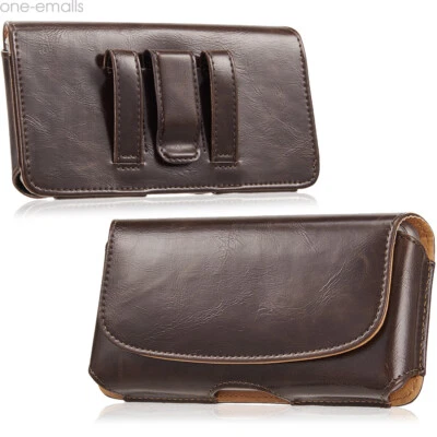 Horizontal Leather Cell Phone Pouch Wallet Holster Holder Belt Clip Case Cover - Image 1 of 4