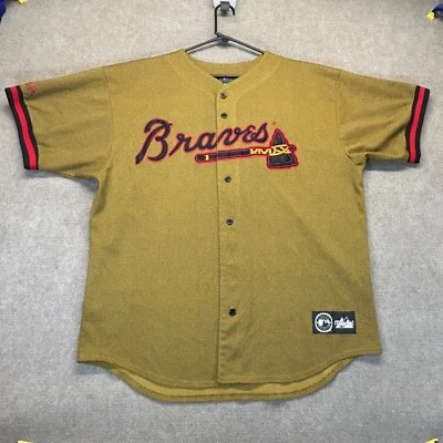Camiseta deportiva vintage de los Atlanta Braves para hombre XL majestuosa malla verde dorada hecha en EE. UU. DEFECTOS Foto 1 de 4