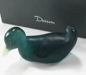 DAUM VERT CANETON DUCK MALLARD GREEN PATE-DE-VERRE FIGURINE PAPERWEIGHT - Picture 1 of 7
