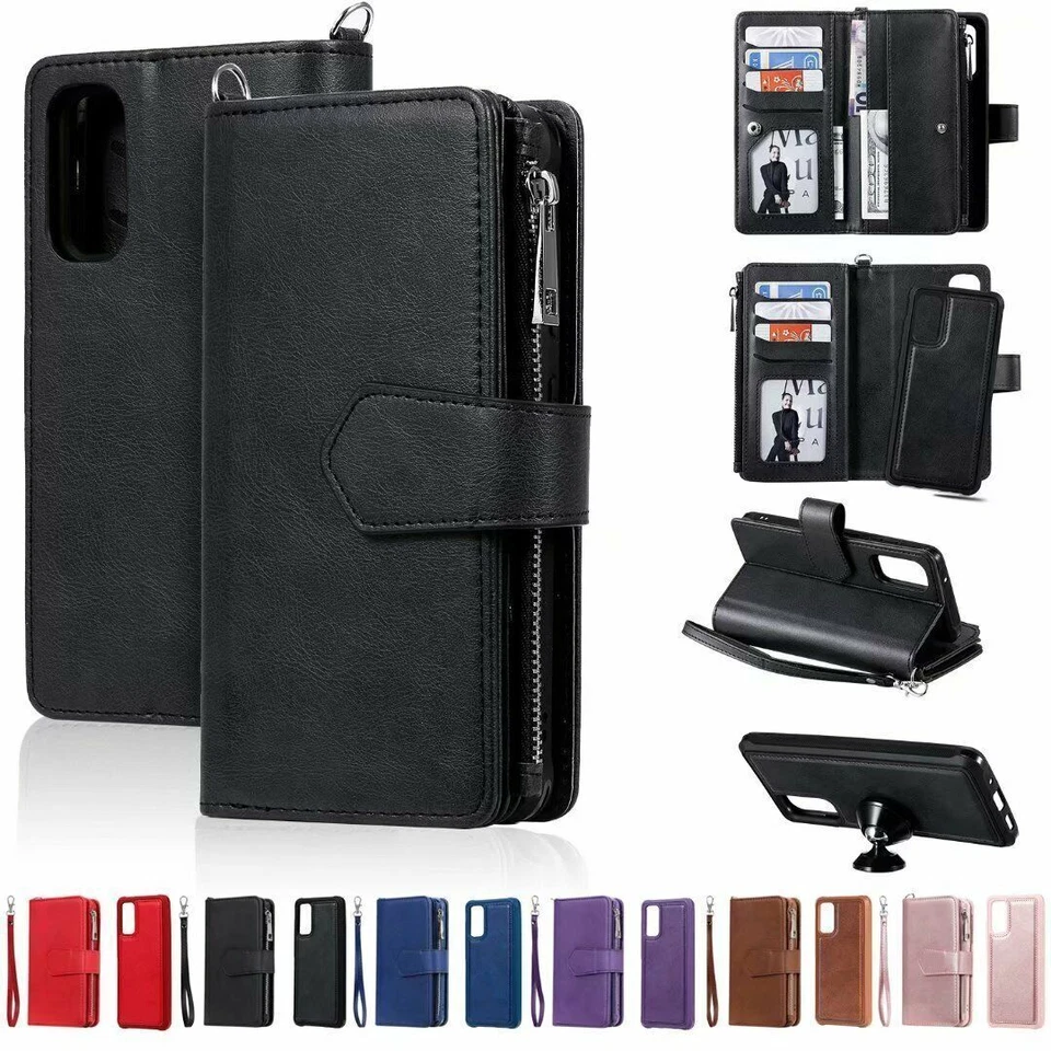Magnetic Removable Zipper Wallet Leather Case Cover For Samsung S20 S9 S8 Note10 - Image 1 of 4