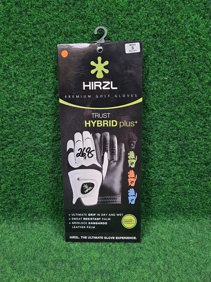 HIRZL Hybrid Plus+ Golfhandschuhe - Herren (Orange / Links / S)