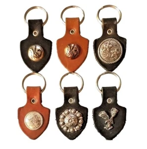 ARROWHEAD Shape KEYCHAIN w/ Handmade Genuine LEATHER Key RING FOB+Silver Concho - Picture 1 of 25