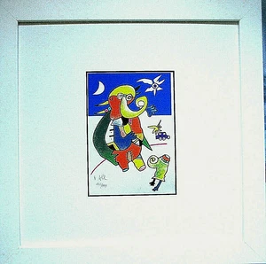 OTMAR ALT orig.Siebdruck HAND-SIGNIERT.,nummeriert, 18x12cm, Bütten, mit Rahmen - Bild 1 von 4