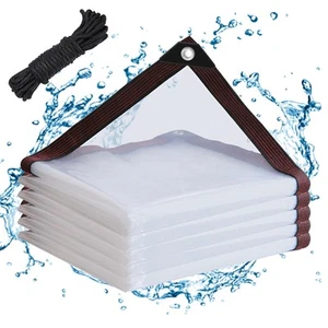 Clear Tarps Waterproof 4X6 with Grommets Clear Vinyl Tarp Heavy Duty Outdoor ... - Picture 1 of 7