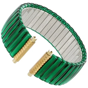 18-22mm Hirsch/Speidel Green Jelly Enamel Coat Stainless Steel Watch Band BOGO - Picture 1 of 5