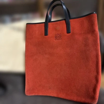 LOEWE Orange Suede Tote Bag - Image 1 of 4