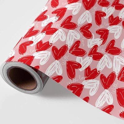 Valentine'S Day Wrapping Paper -Mini Roll- 17 Inch X 32.8Ft Red White Heart Gift - Image 1 of 4