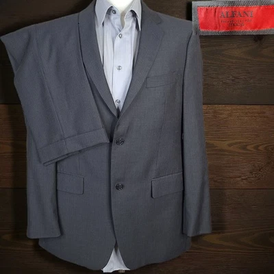 Костюм мужской Alfani из 2 предметов 42R 36X32 серая полоса шерсть с двойным вентиляцией - Изображение 1 из 4